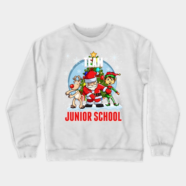 Team Junior School Santa Elf Reindeer Flossing Kid Christmas Crewneck Sweatshirt by johnbbmerch